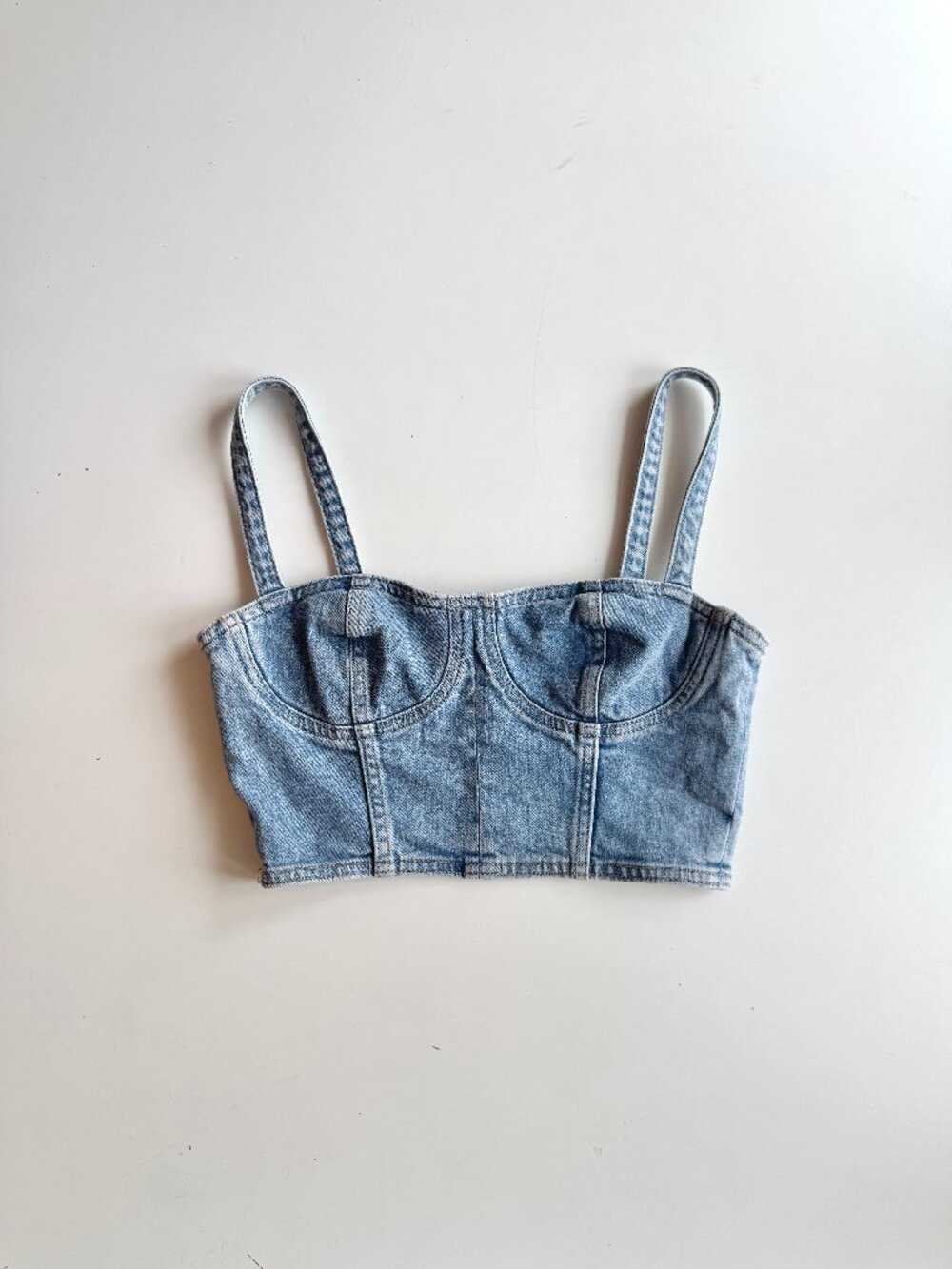 Aritzia DENIM FORUM Cecily Blue Denim Cropped Bustier Corset Tank Top, Size XS